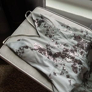 Dusty blue mermaid style prom dress